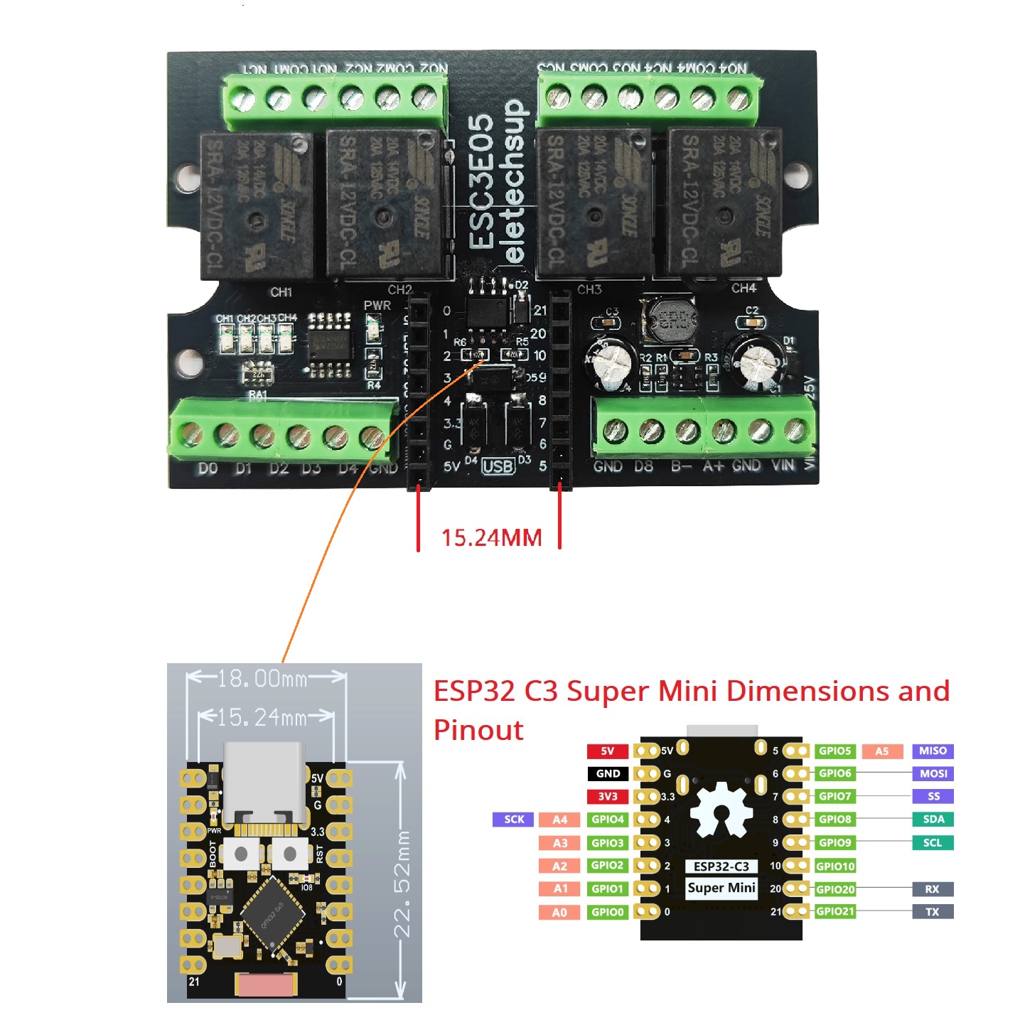 ESC3B04 ESP32-C3 Papan Relai I - Home Automation Industry ulasan dan harga